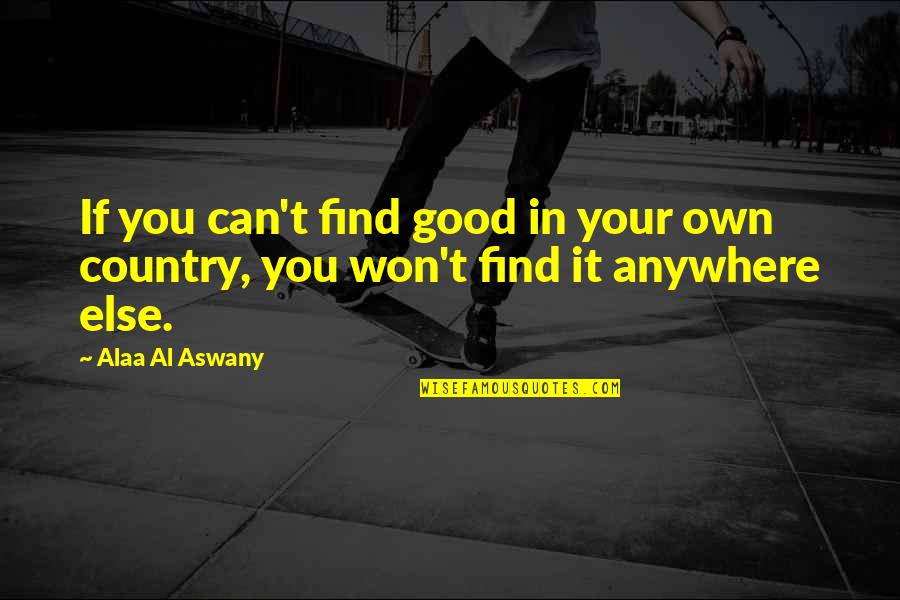 Youd Have Better Luck Quotes By Alaa Al Aswany: If you can't find good in your own