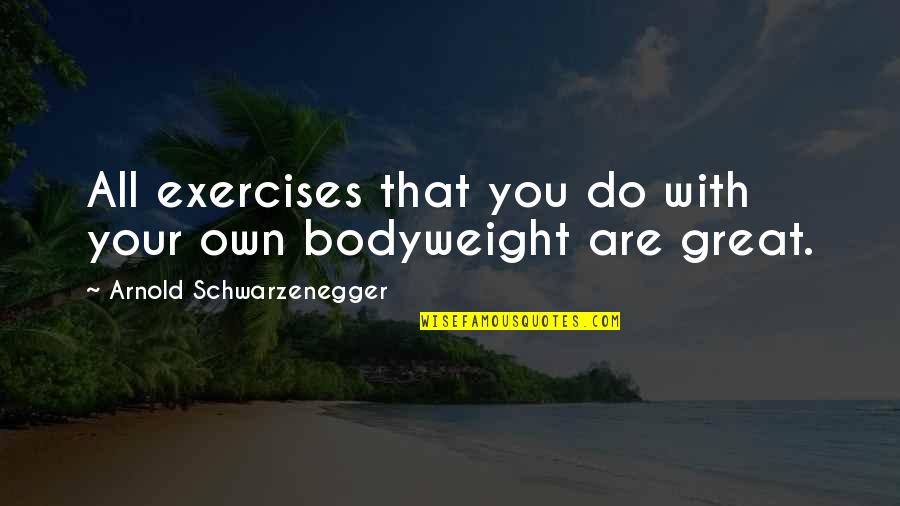 You'll Do Great Quotes By Arnold Schwarzenegger: All exercises that you do with your own