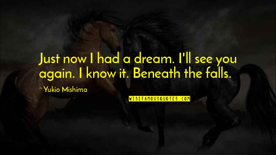You'll Just Know Quotes By Yukio Mishima: Just now I had a dream. I'll see