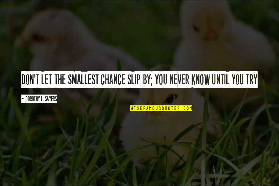 You'll Never Know Until You Try Quotes By Dorothy L. Sayers: Don't let the smallest chance slip by; you