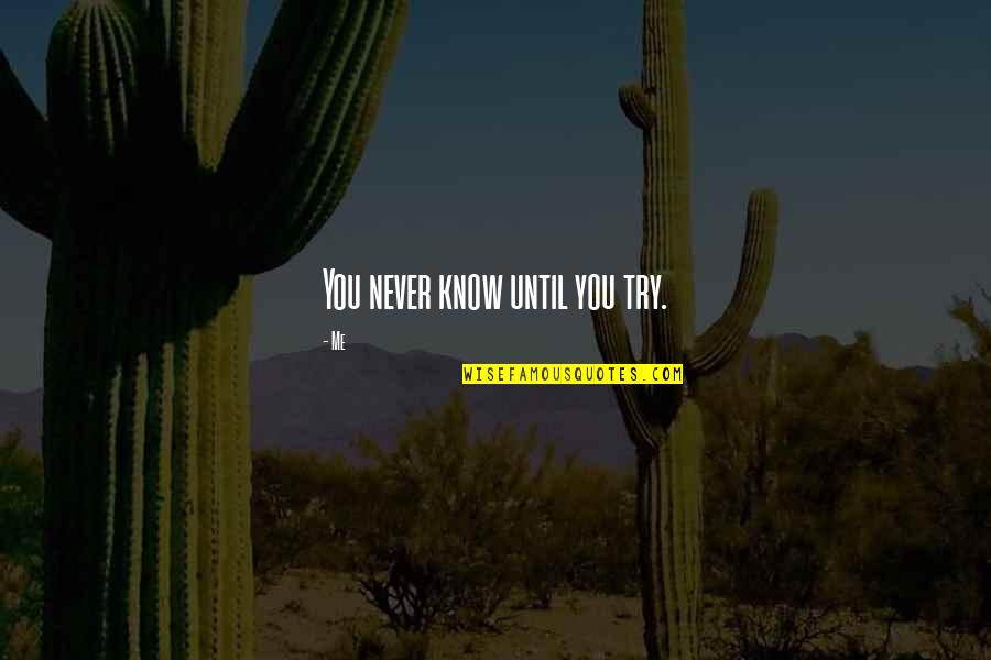 You'll Never Know Until You Try Quotes By Me: You never know until you try.