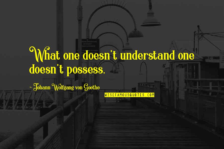 You'll Never Understand Until It Happens To You Quotes By Johann Wolfgang Von Goethe: What one doesn't understand one doesn't possess.