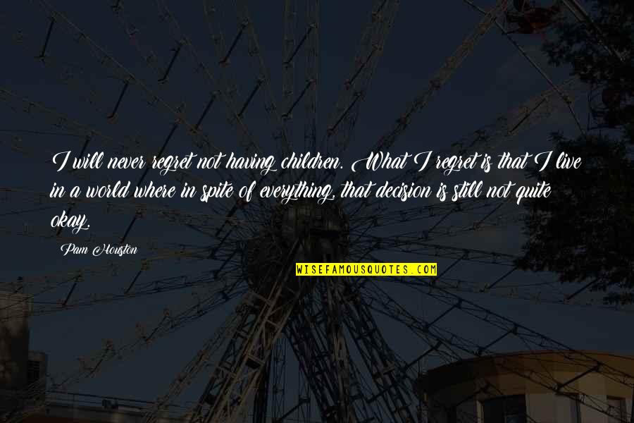 You'll Regret Everything Quotes By Pam Houston: I will never regret not having children. What