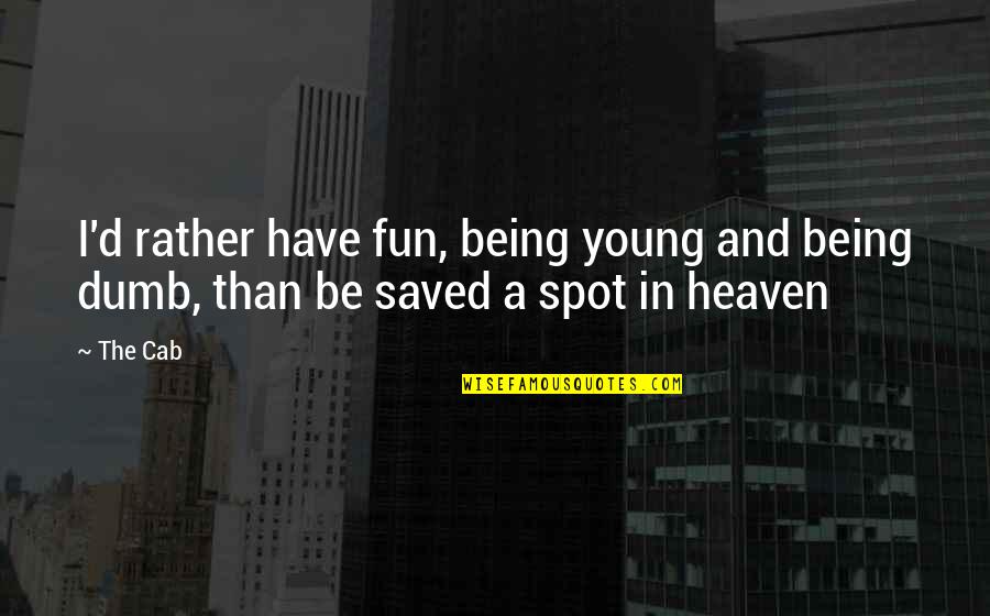 Young And Dumb Quotes By The Cab: I'd rather have fun, being young and being