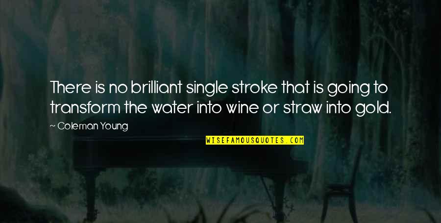 Young And Single Quotes By Coleman Young: There is no brilliant single stroke that is