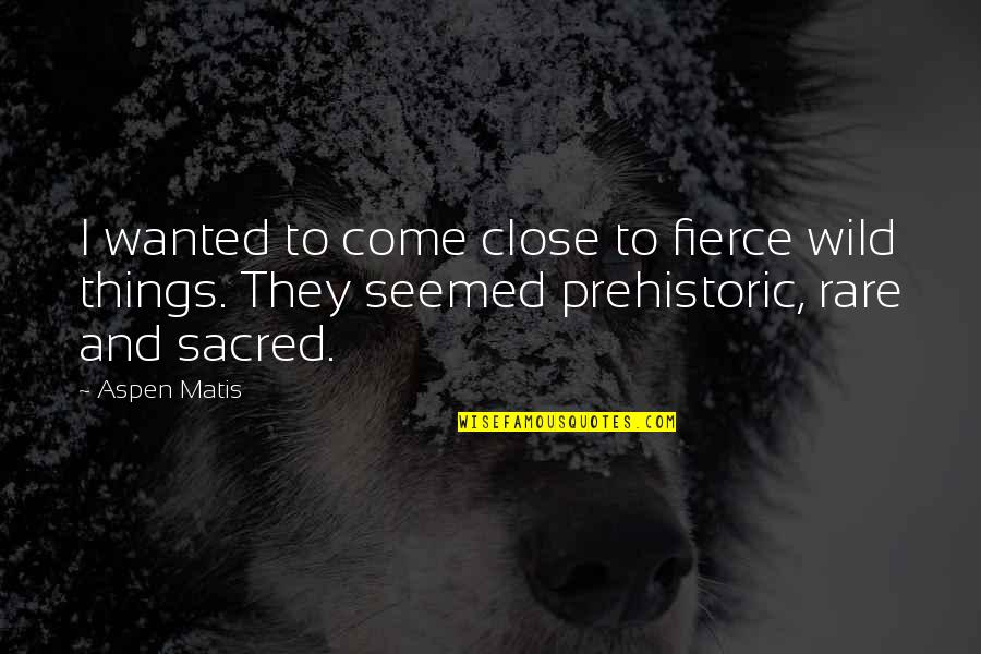 Young And Wild Quotes By Aspen Matis: I wanted to come close to fierce wild