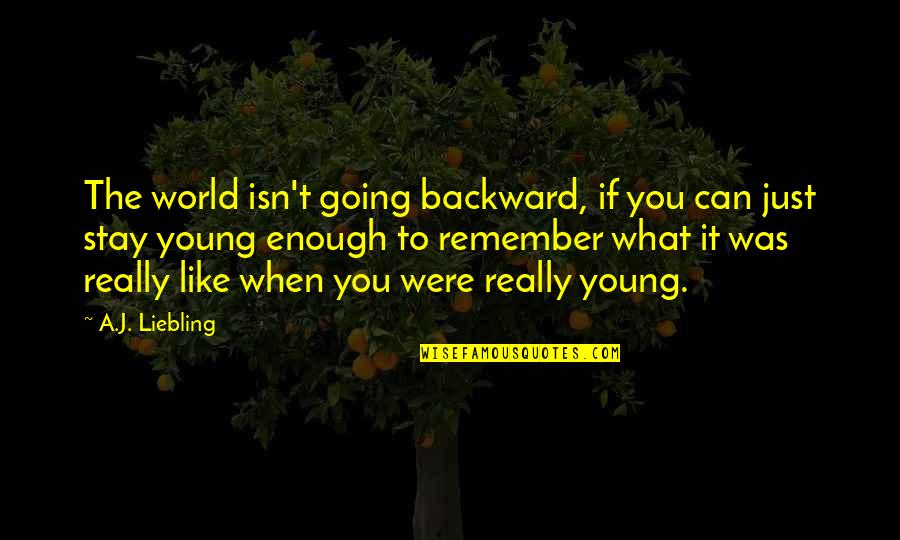 Young Enough To Quotes By A.J. Liebling: The world isn't going backward, if you can