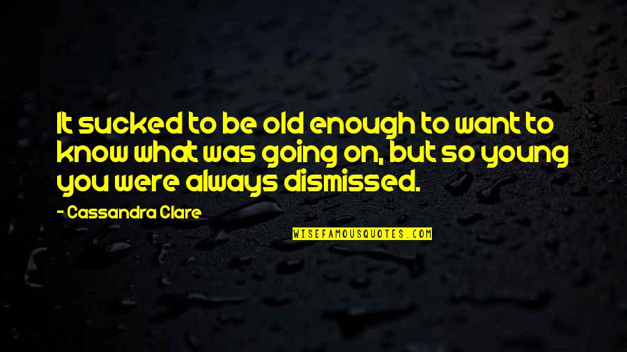 Young Enough To Quotes By Cassandra Clare: It sucked to be old enough to want