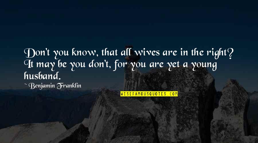 Young Husband Quotes By Benjamin Franklin: Don't you know, that all wives are in