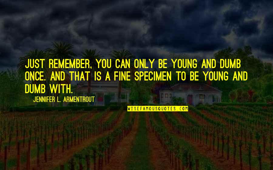 Young Once Quotes By Jennifer L. Armentrout: Just remember, you can only be young and