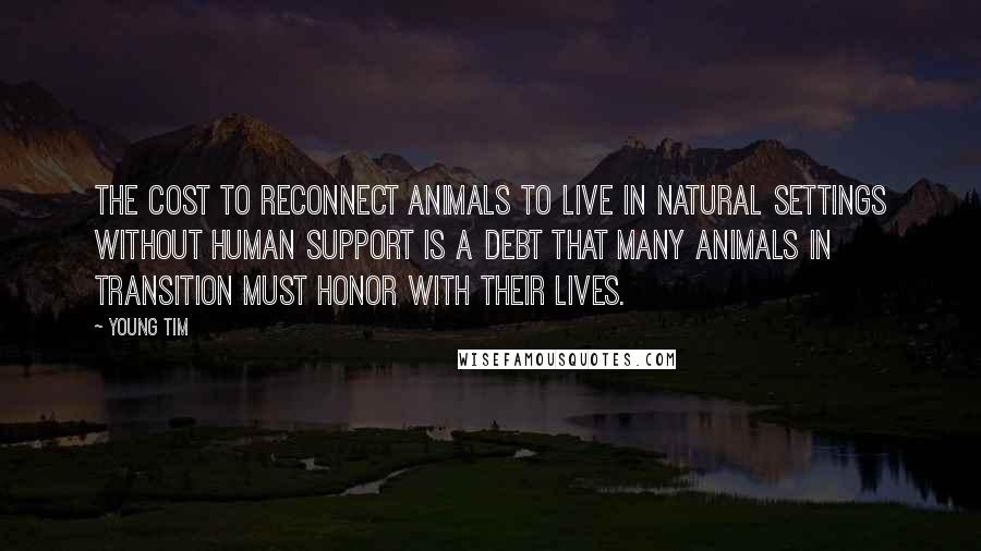 Young Tim quotes: The cost to reconnect animals to live in natural settings without human support is a debt that many animals in transition must honor with their lives.