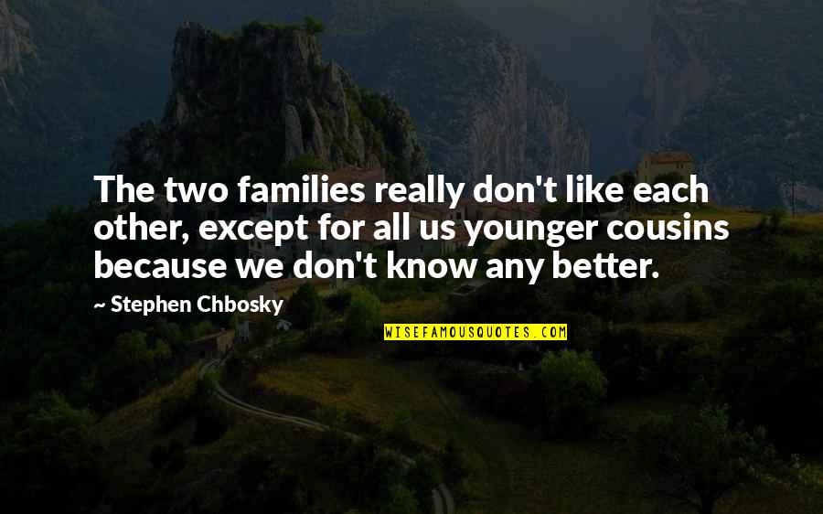 Younger Cousins Quotes By Stephen Chbosky: The two families really don't like each other,