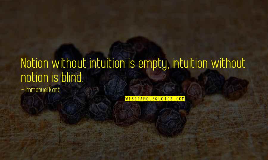Youngmans Loft Quotes By Immanuel Kant: Notion without intuition is empty, intuition without notion