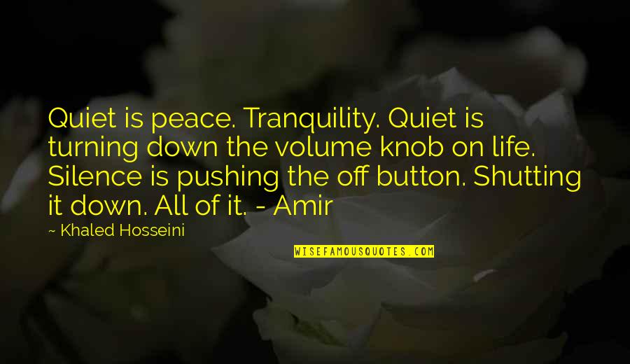 Your A Knob Quotes By Khaled Hosseini: Quiet is peace. Tranquility. Quiet is turning down