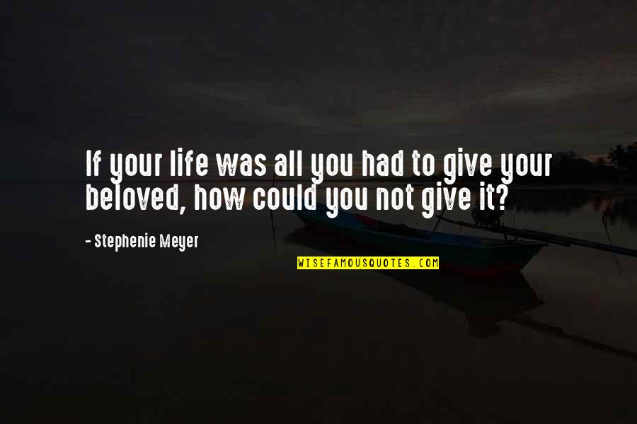 Your Beloved Quotes By Stephenie Meyer: If your life was all you had to