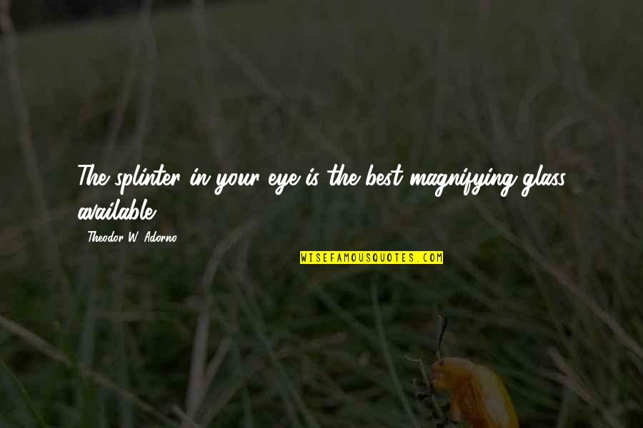 Your Best Self Quotes By Theodor W. Adorno: The splinter in your eye is the best Your Best Self Quotes By Theodor W. Adorno: The splinter in your eye is the best