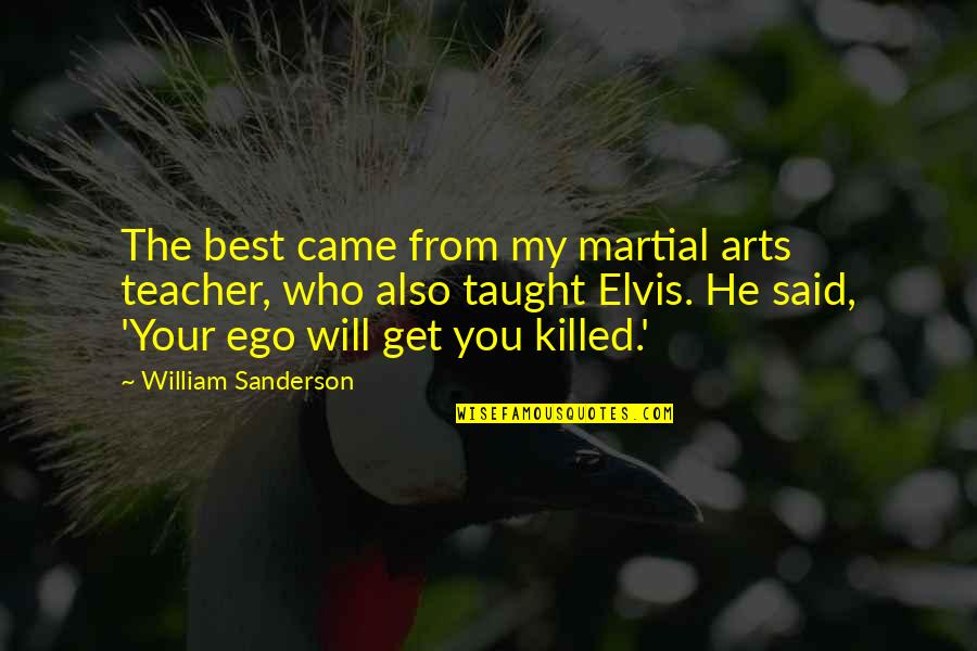Your Best Teacher Quotes By William Sanderson: The best came from my martial arts teacher,