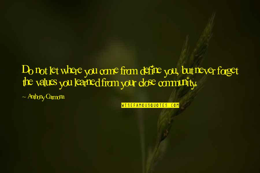 Your Community Quotes By Anthony Carmona: Do not let where you come from define Your Community Quotes By Anthony Carmona: Do not let where you come from define