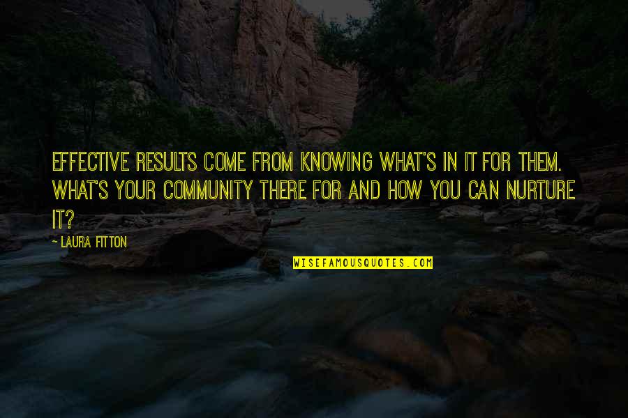 Your Community Quotes By Laura Fitton: Effective results come from knowing what's in it Your Community Quotes By Laura Fitton: Effective results come from knowing what's in it