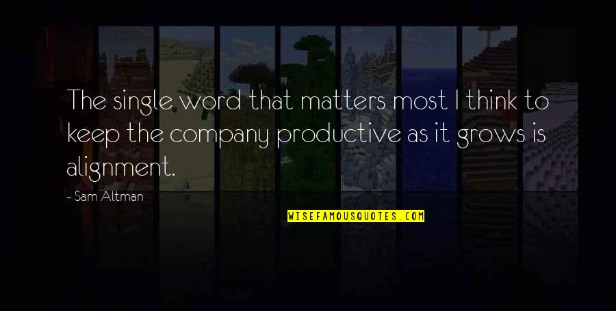 Your Company Matters Quotes By Sam Altman: The single word that matters most I think Your Company Matters Quotes By Sam Altman: The single word that matters most I think