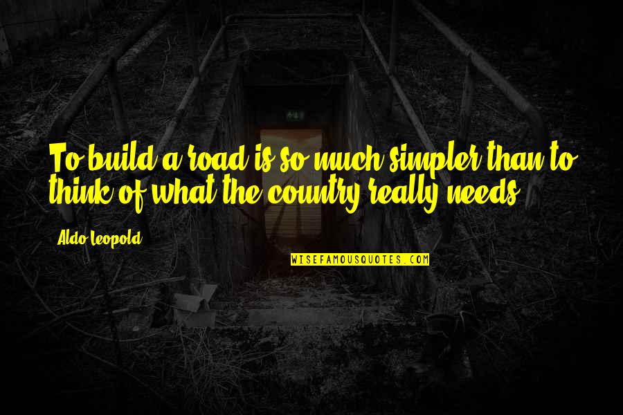 Your Country Needs You Quotes By Aldo Leopold: To build a road is so much simpler