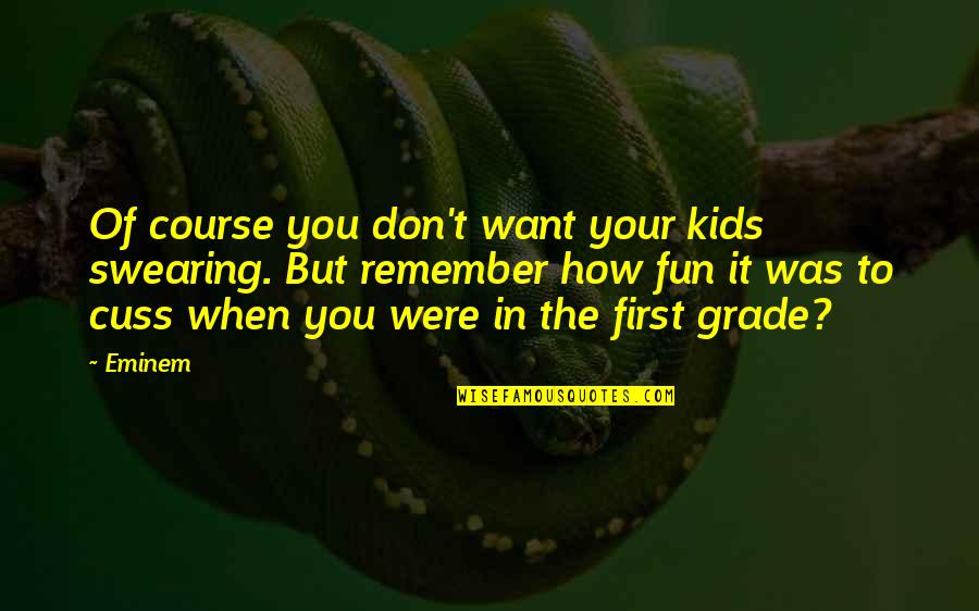 Your Course Quotes By Eminem: Of course you don't want your kids swearing.