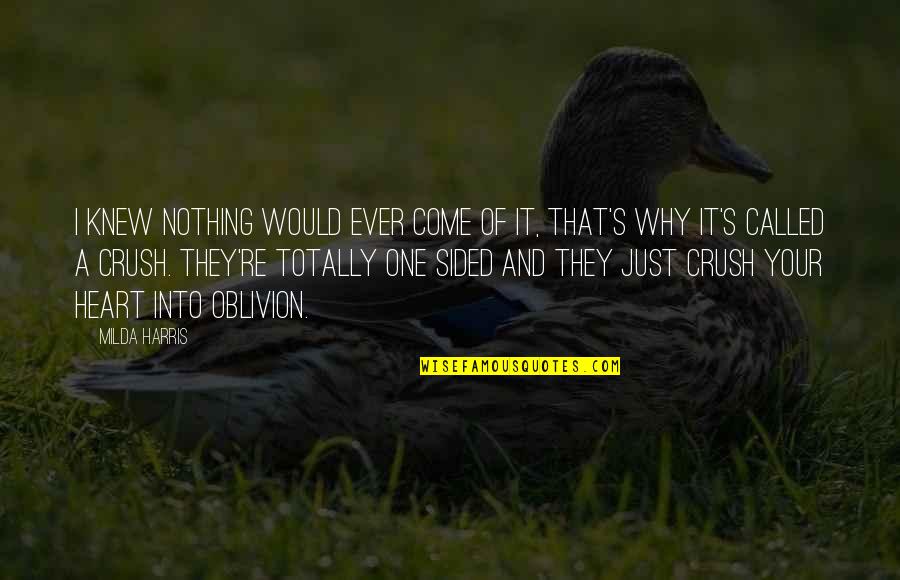 Your Crush Quotes By Milda Harris: I knew nothing would ever come of it, Your Crush Quotes By Milda Harris: I knew nothing would ever come of it,