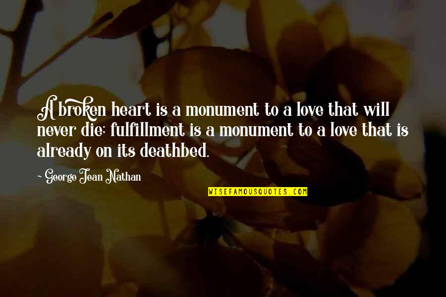 Your Deathbed Quotes By George Jean Nathan: A broken heart is a monument to a