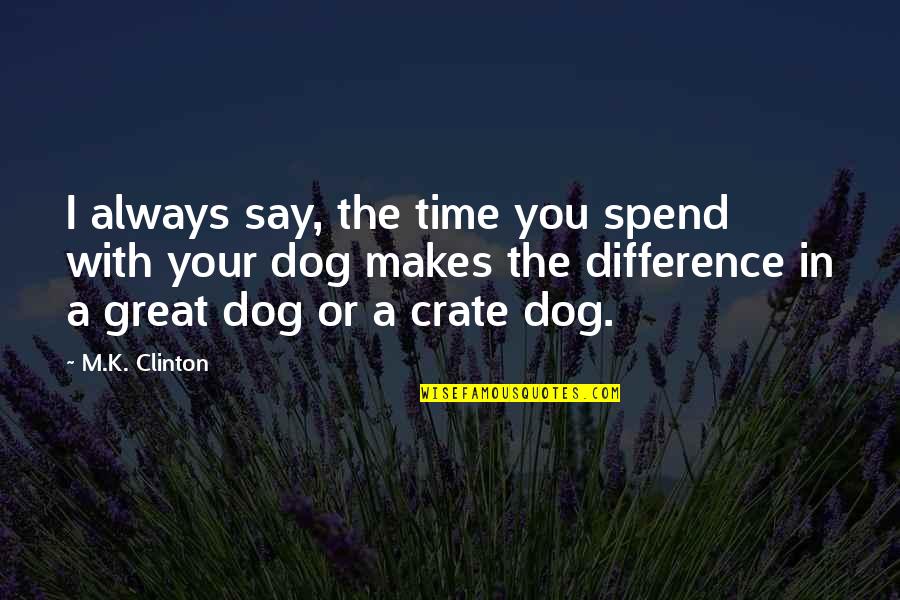 Your Dog Quotes By M.K. Clinton: I always say, the time you spend with