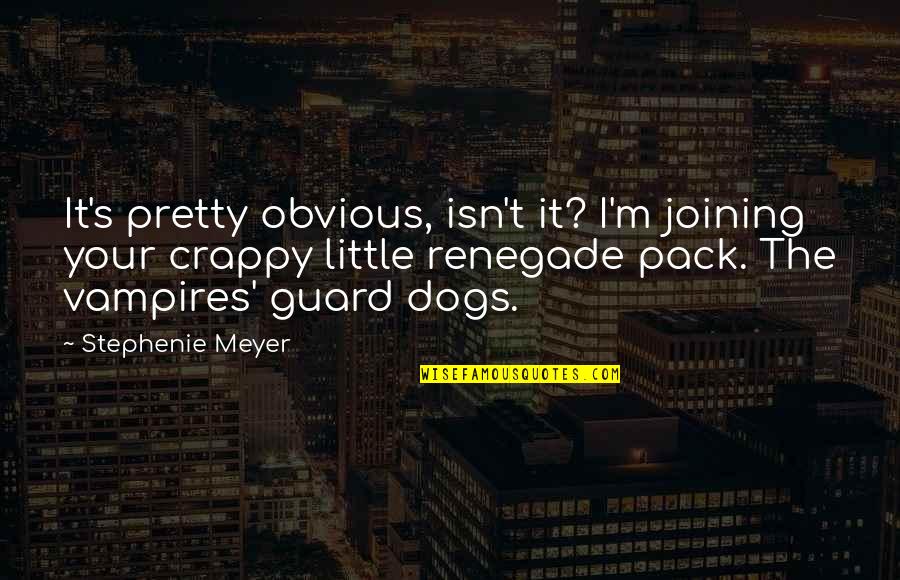 Your Dogs Quotes By Stephenie Meyer: It's pretty obvious, isn't it? I'm joining your