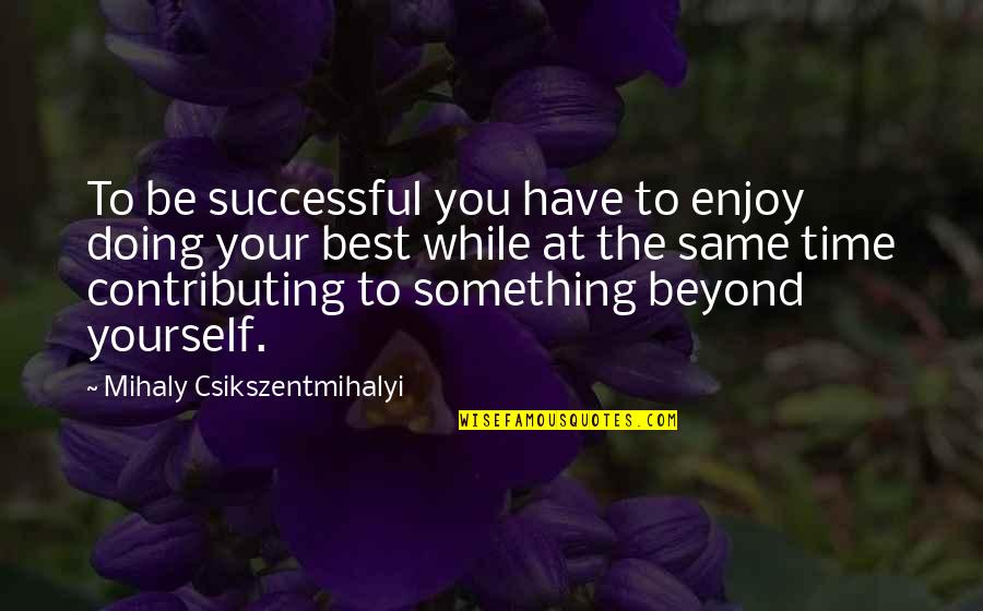 Your Doing Your Best Quotes By Mihaly Csikszentmihalyi: To be successful you have to enjoy doing