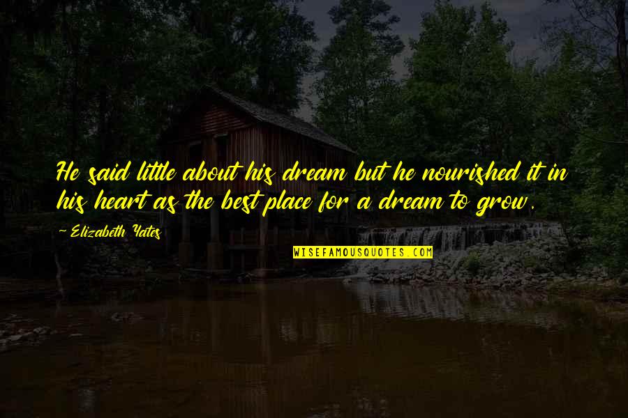 Your Dream Place Quotes By Elizabeth Yates: He said little about his dream but he