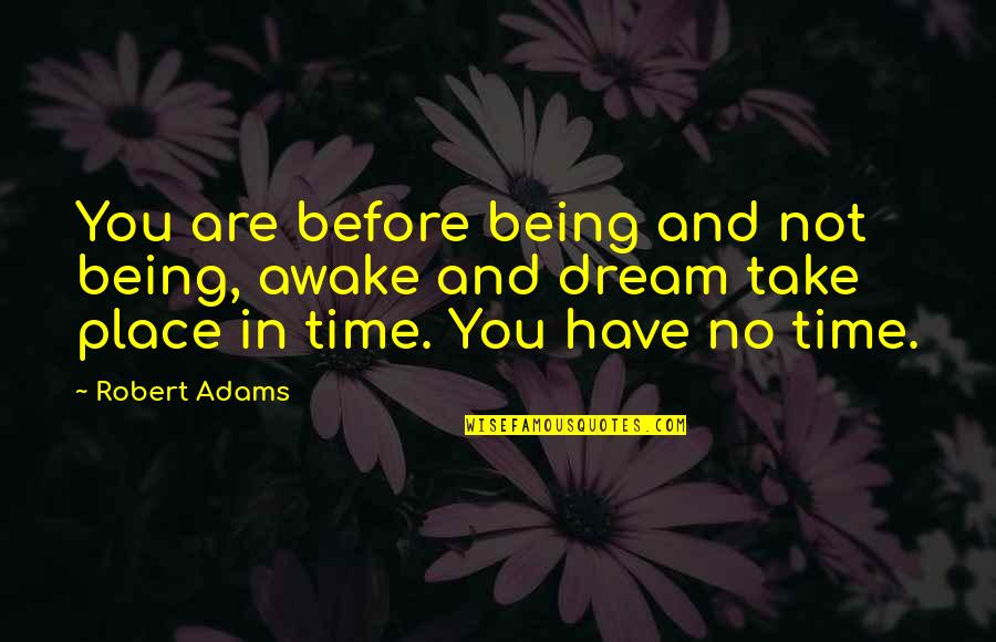 Your Dream Place Quotes By Robert Adams: You are before being and not being, awake
