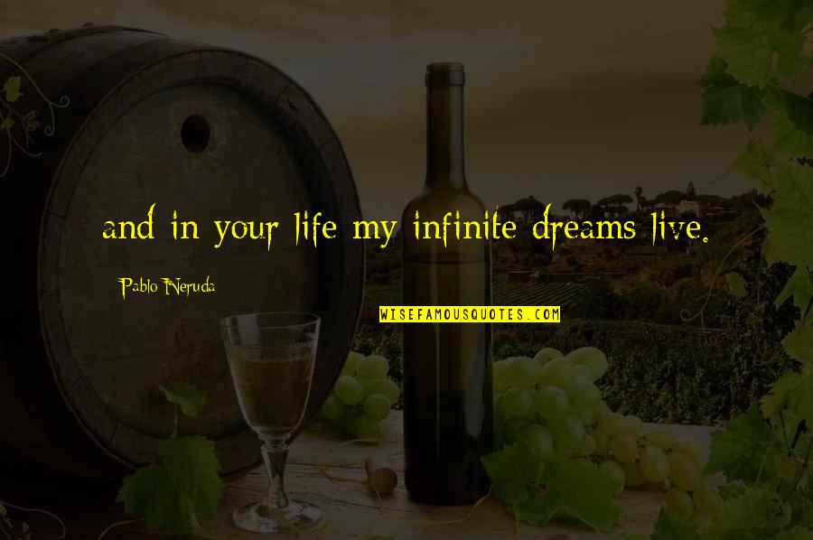 Your Dreams In Life Quotes By Pablo Neruda: and in your life my infinite dreams live.