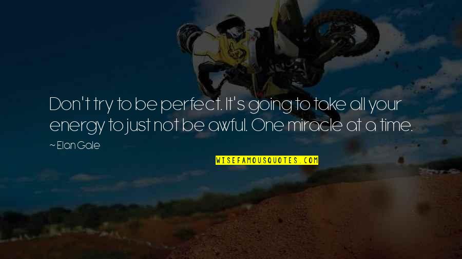 Your Energy Quotes By Elan Gale: Don't try to be perfect. It's going to