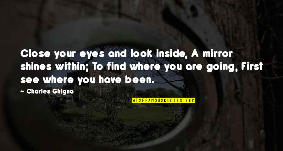 Your Eyes Are Quotes By Charles Ghigna: Close your eyes and look inside, A mirror Your Eyes Are Quotes By Charles Ghigna: Close your eyes and look inside, A mirror