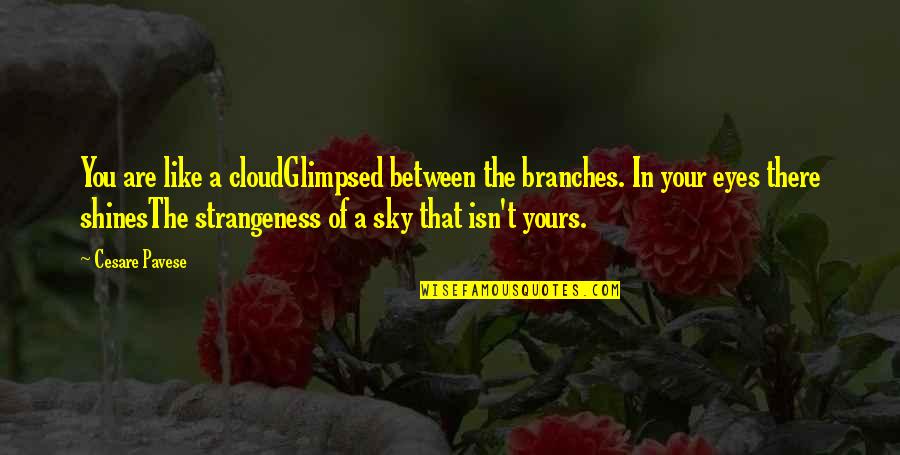 Your Eyes Quotes By Cesare Pavese: You are like a cloudGlimpsed between the branches.