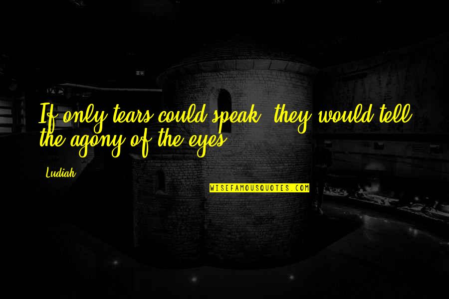 Your Eyes Speak Quotes By Ludiah: If only tears could speak, they would tell