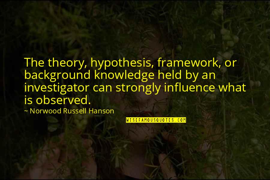 Your Eyes Speak To Me Quotes By Norwood Russell Hanson: The theory, hypothesis, framework, or background knowledge held