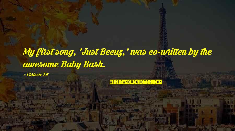 Your First Baby Quotes By Chrissie Fit: My first song, 'Just Becuz,' was co-written by