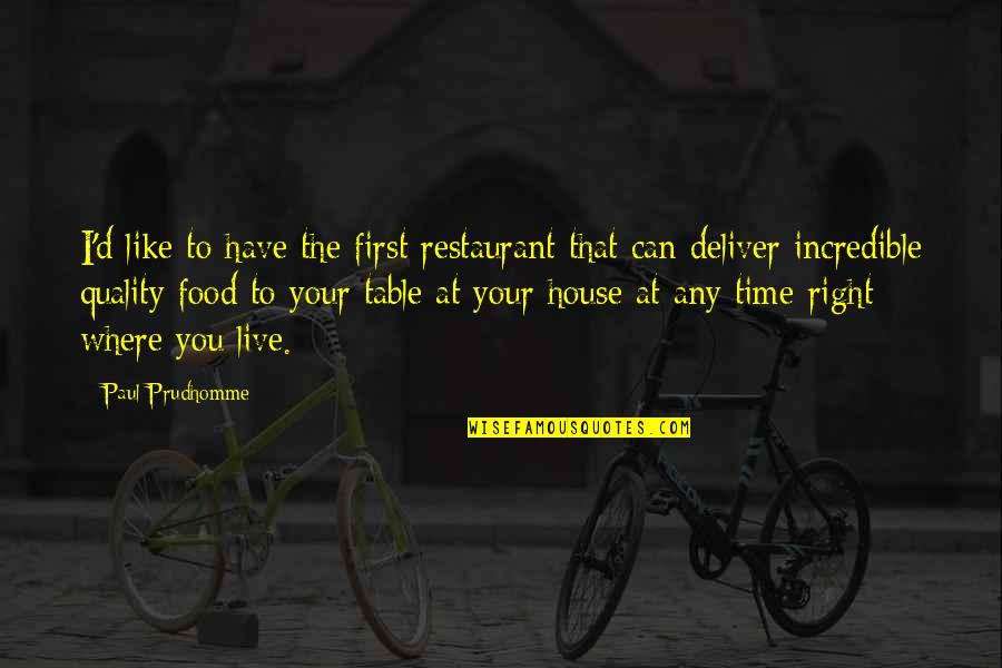 Your First House Quotes By Paul Prudhomme: I'd like to have the first restaurant that