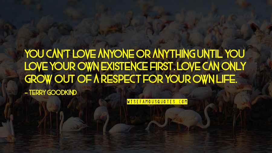 Your First Love Quotes By Terry Goodkind: You can't love anyone or anything until you