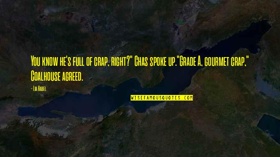 Your Full Of Crap Quotes By Lia Habel: You know he's full of crap, right?" Chas Your Full Of Crap Quotes By Lia Habel: You know he's full of crap, right?" Chas