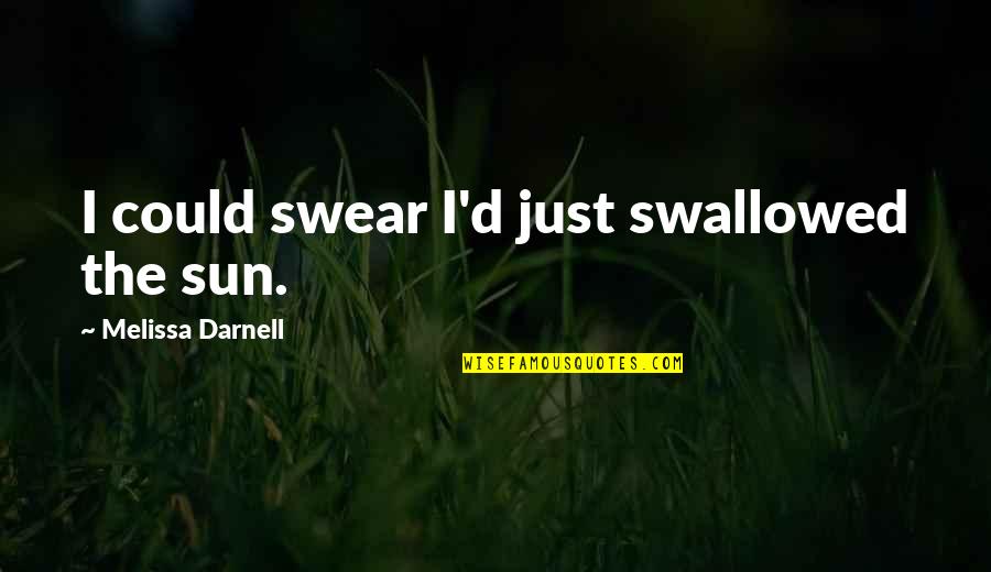 Your Heart Belongs To Me Quotes By Melissa Darnell: I could swear I'd just swallowed the sun.