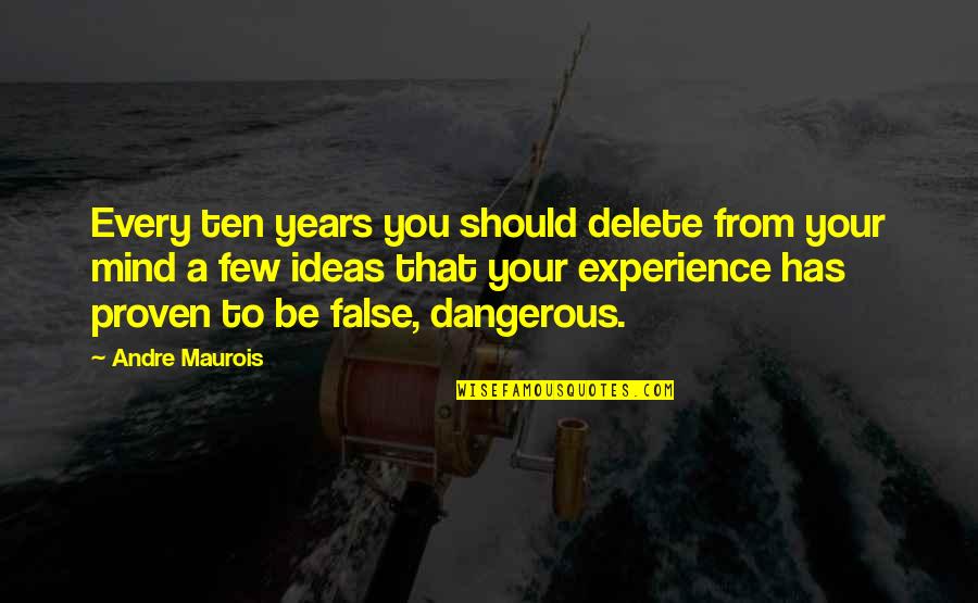 Your Ideas Quotes By Andre Maurois: Every ten years you should delete from your
