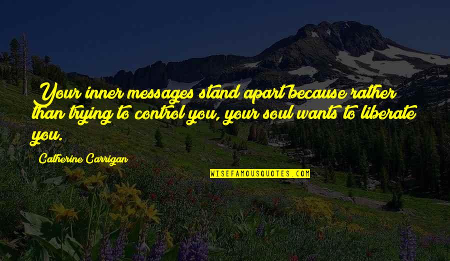 Your Inner Soul Quotes By Catherine Carrigan: Your inner messages stand apart because rather than Your Inner Soul Quotes By Catherine Carrigan: Your inner messages stand apart because rather than