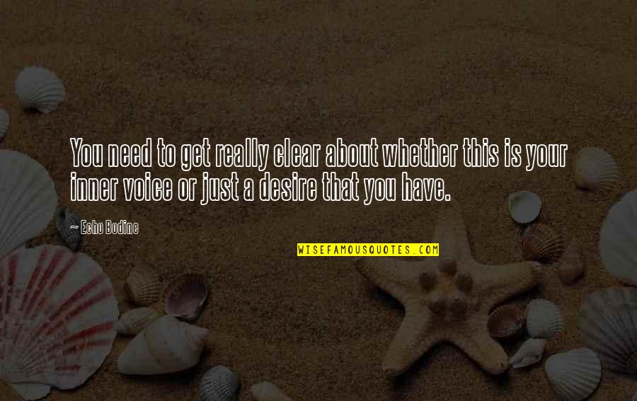 Your Inner Voice Quotes By Echo Bodine: You need to get really clear about whether Your Inner Voice Quotes By Echo Bodine: You need to get really clear about whether