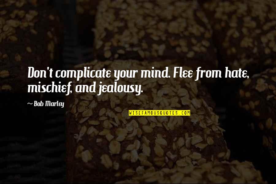 Your Jealousy Quotes By Bob Marley: Don't complicate your mind. Flee from hate, mischief,