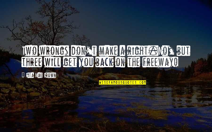 Your Kid Going To College Quotes By Rita Mae Brown: Two wrongs don't make a right.No, but three