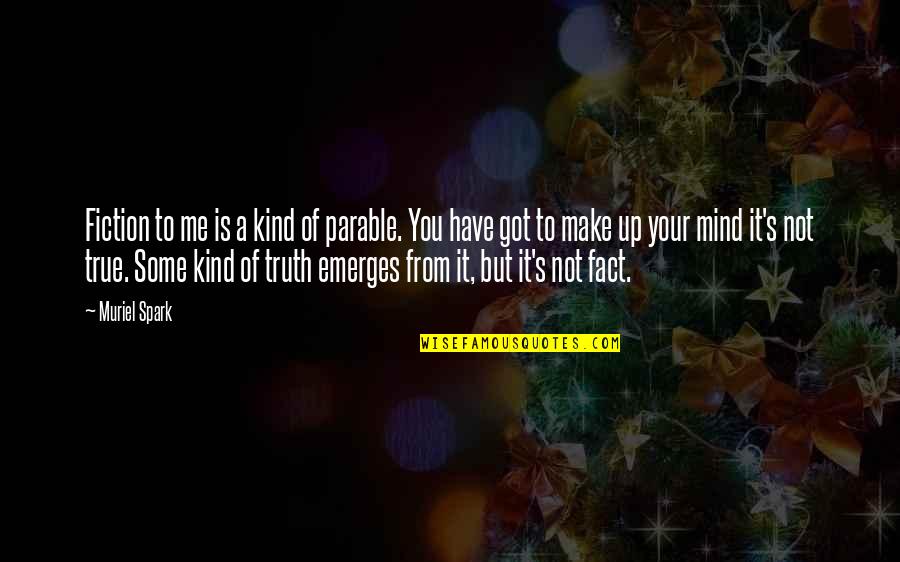 Your Kind Quotes By Muriel Spark: Fiction to me is a kind of parable. Your Kind Quotes By Muriel Spark: Fiction to me is a kind of parable.